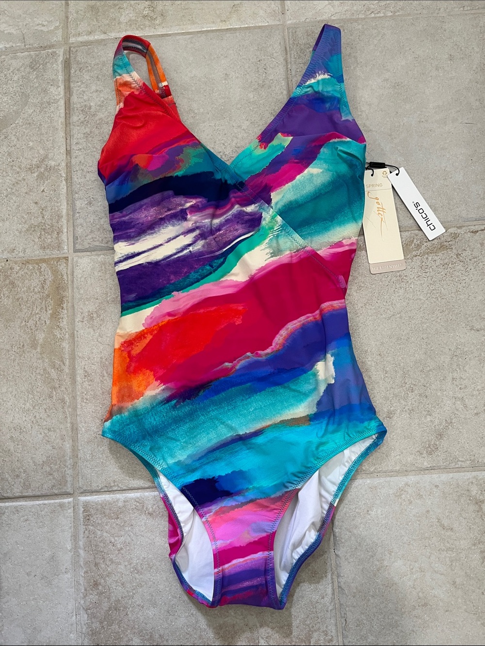 New Chico's Multicolor One-Piece Swimsuit